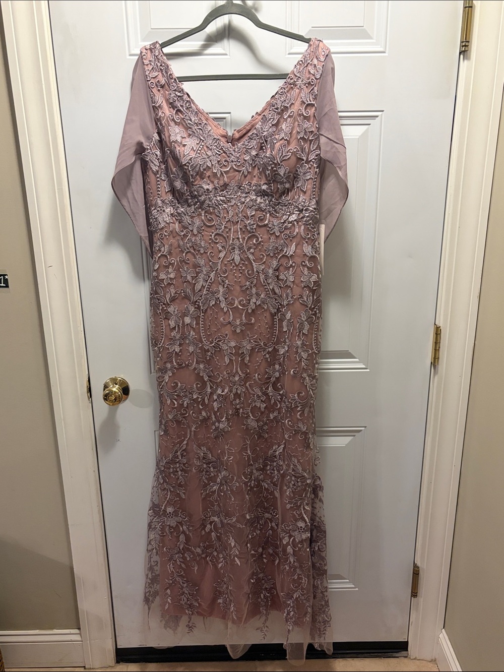 Dusty Rose Embroidered V-Neck Maxi Dress - Women